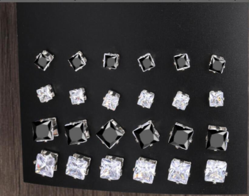 15-Pair Zircon & Pearl Stud Earring Set