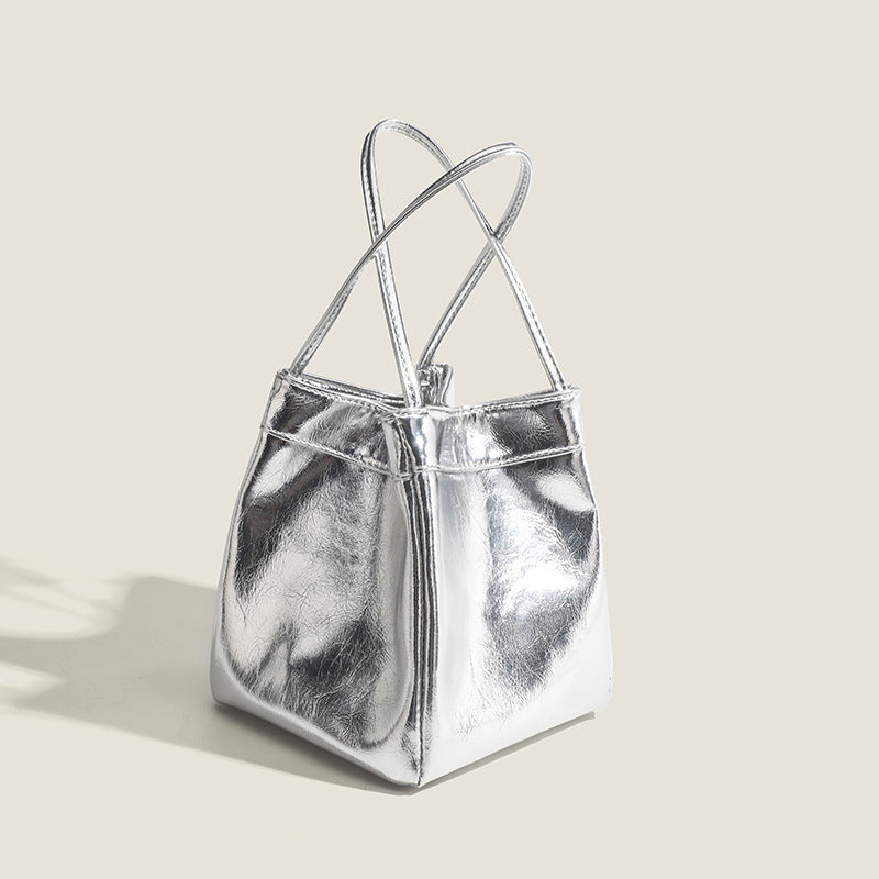 Tote tipo cubo plateado 