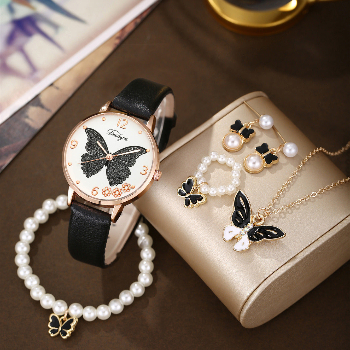 Butterfly Watch Pearl Butterfly Jewelry Set