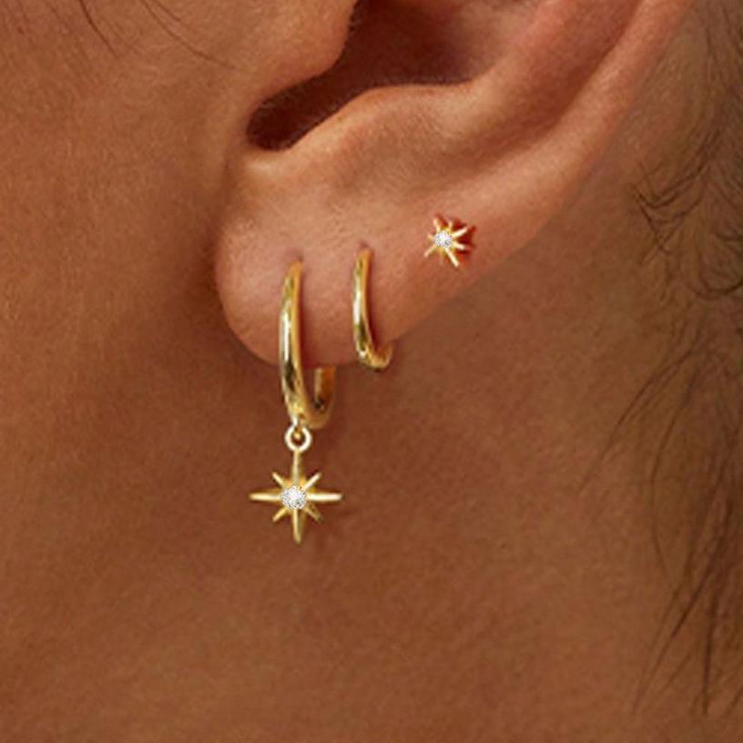 18K Gold Plated Star Stud Earrings