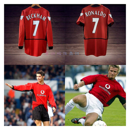 Camiseta retro de manga corta de los Red Devils Van Nistelrooy Beckham Ronaldo 02-04 