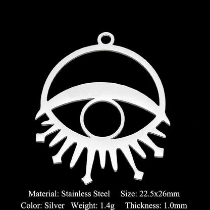 5 pcs/pack stainless steel card star and moon eye pendant.