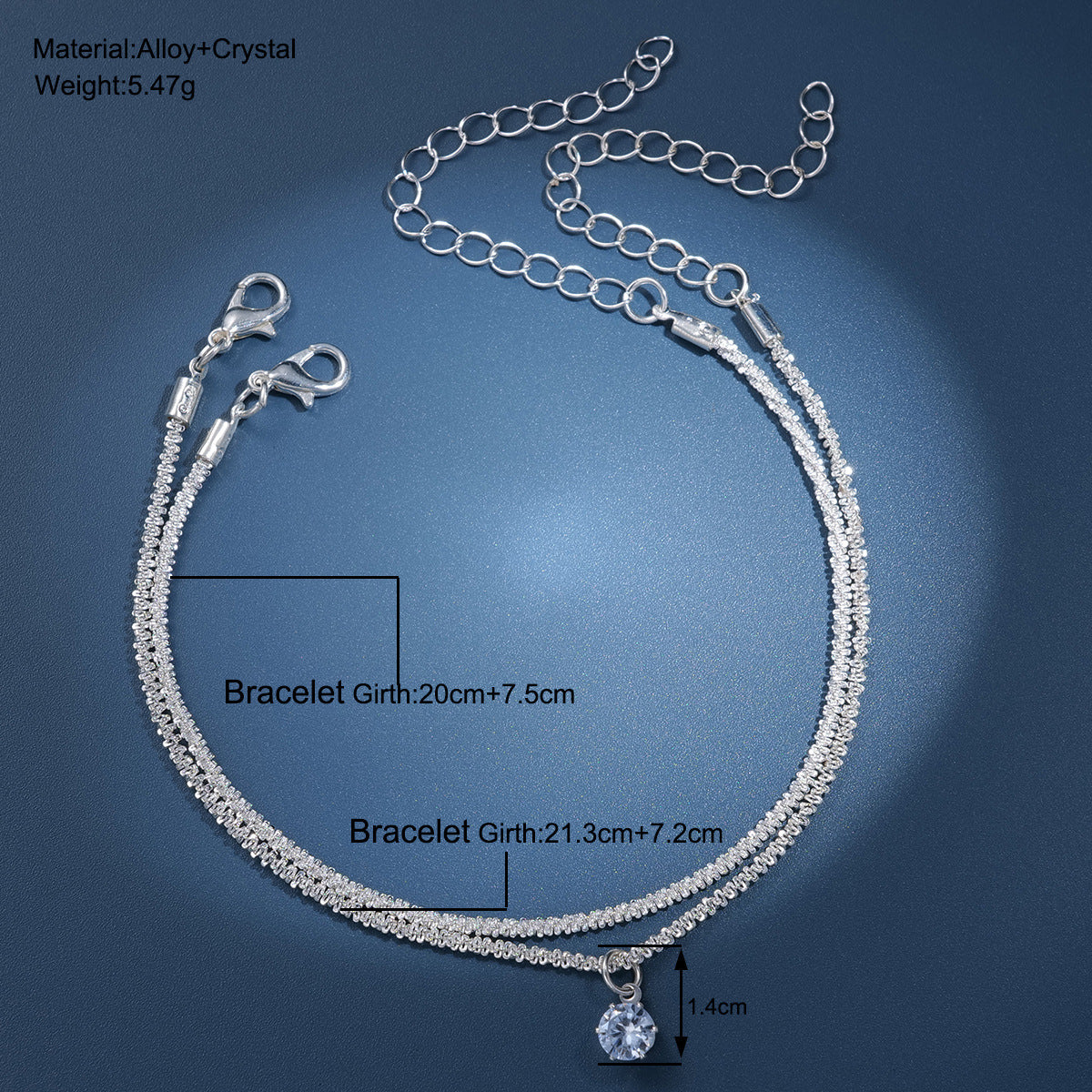 Sparkling Zircon Anklet Set (2 pcs)