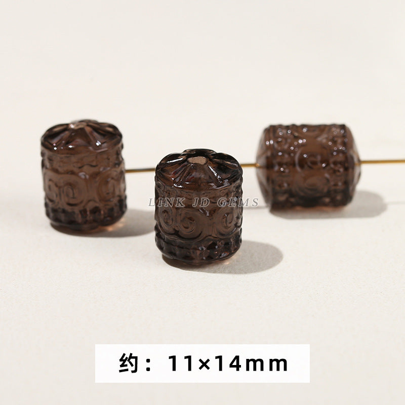 Obsidian carving ice obsidian nine-tailed fox loose beads