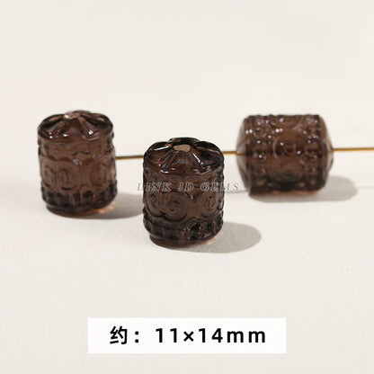 Obsidian carving ice obsidian nine-tailed fox loose beads