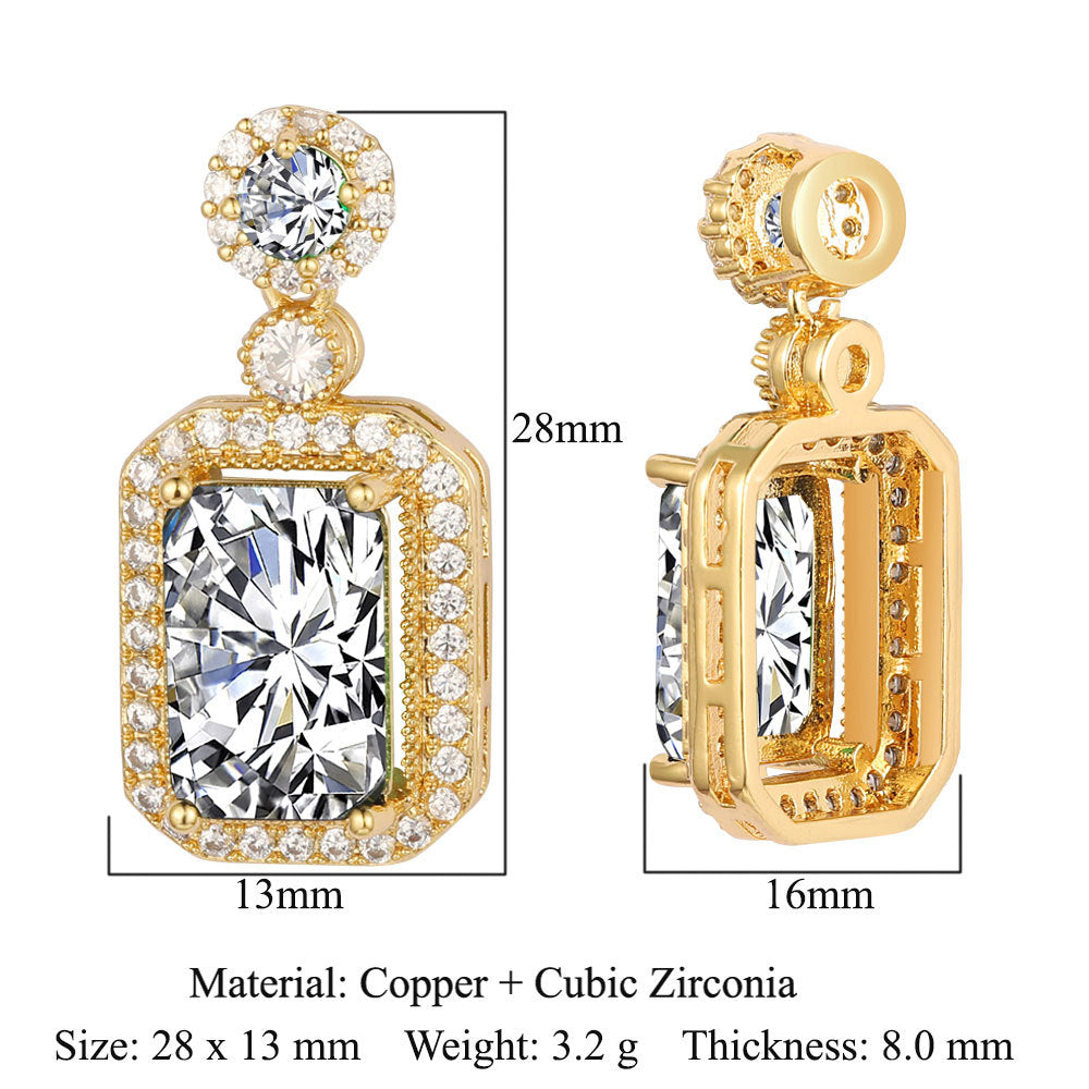 Copper zircon pendant water drop oval square