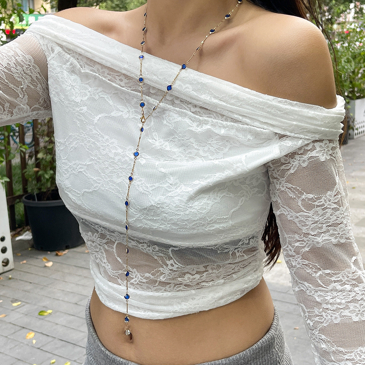 Color crystal y-shaped necklace