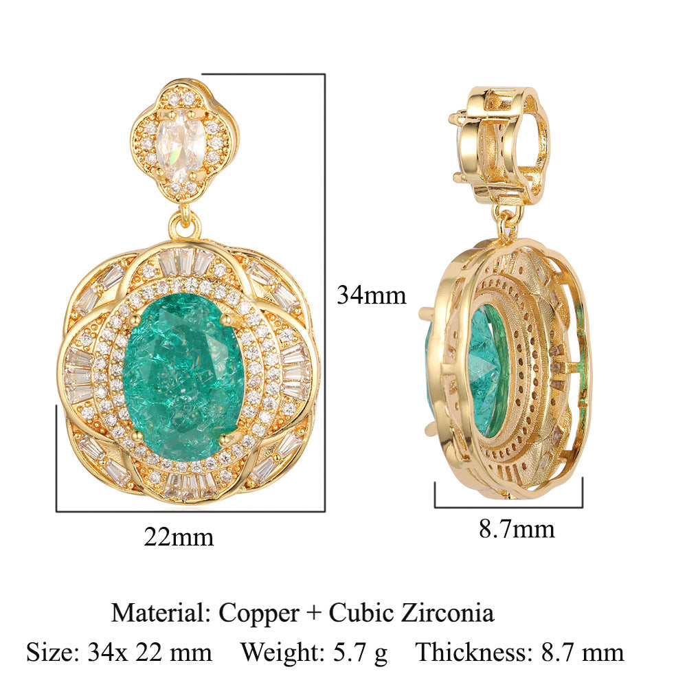 Copper zircon pendant water drop oval square