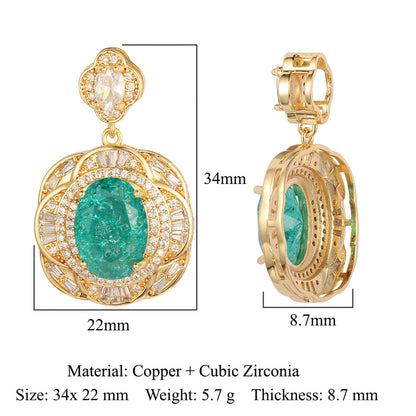 Copper zircon pendant water drop oval square