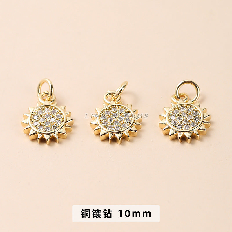 18k Gold Color Retaining Copper Diamond Crystal Pendant