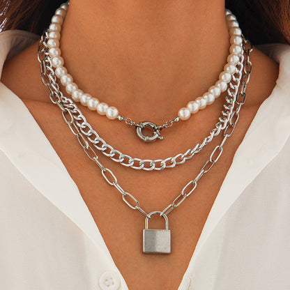 Alloy OT buckle thick chain necklace
