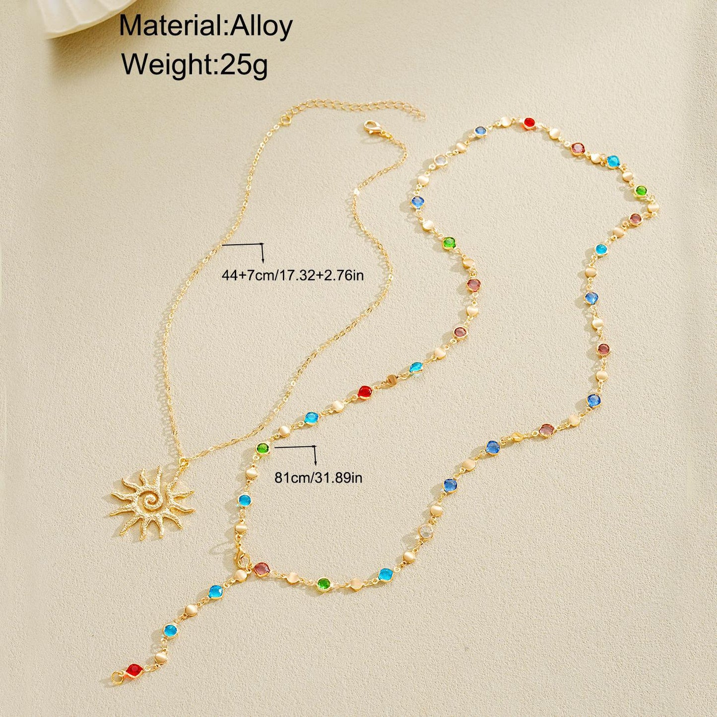 Sun Pendant Tassel Necklace