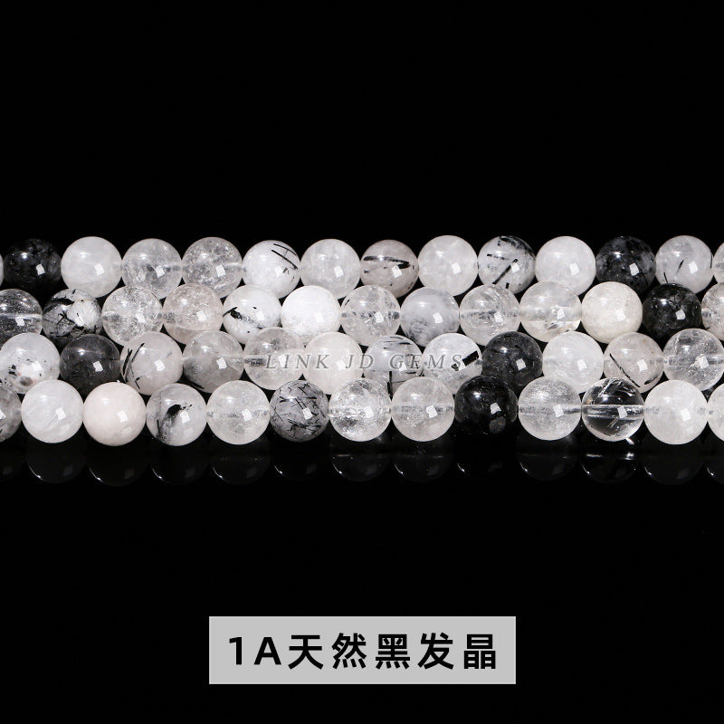 Black hair crystal loose beads round beads work in progress
