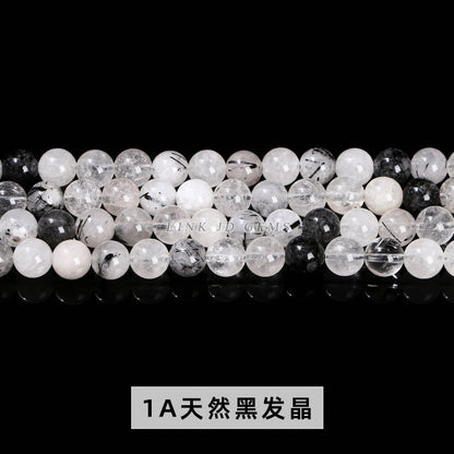 Black hair crystal loose beads round beads work in progress
