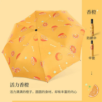 Automatic Fruit Umbrella Black Coated 3-Fold Umbrella