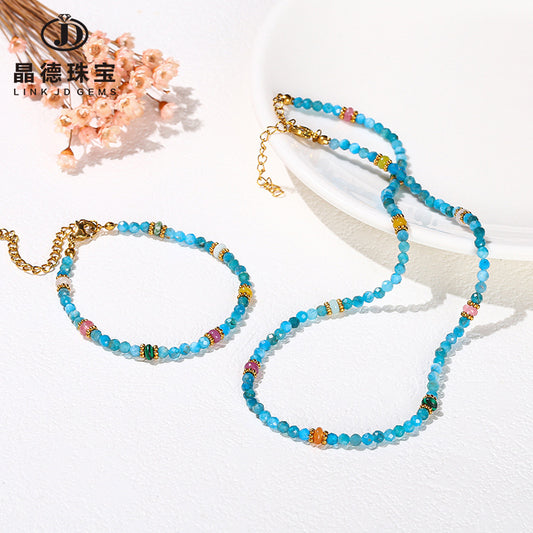 Cut natural apatite beads