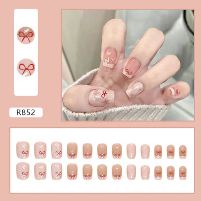 Bow Heart Star Short T French Nail Stickers