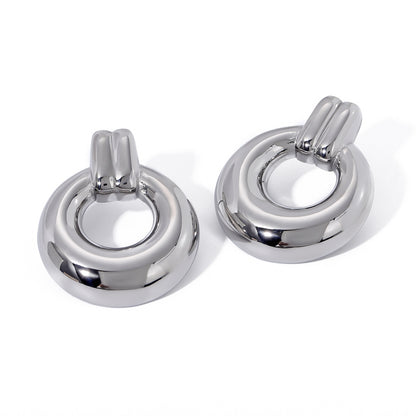 Simple silver titanium steel earrings