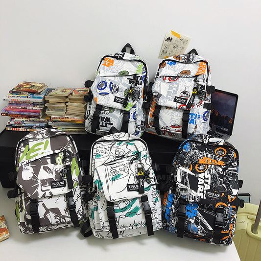 Pareja mochila moda camuflaje graffiti 