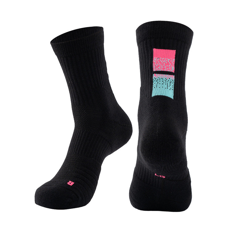 Adult Mid-Calf Basketball Socks Gradient Color Thickened