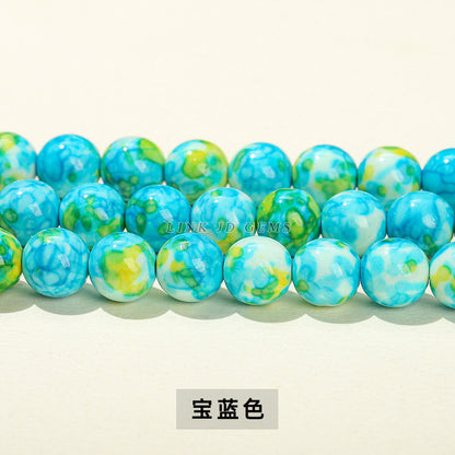 Perlas sueltas de piedra de color lluvia de color sintético, cuentas de jade 