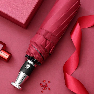 Automatic 3-Fold Umbrella 10 Rib Black Coated Umbrella