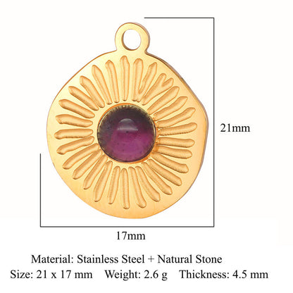Sun ruby turquoise stainless steel pendant