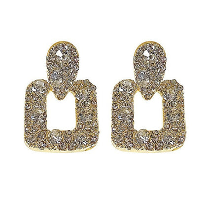 French Retro Geometric Square Flash Diamond Stud Earrings