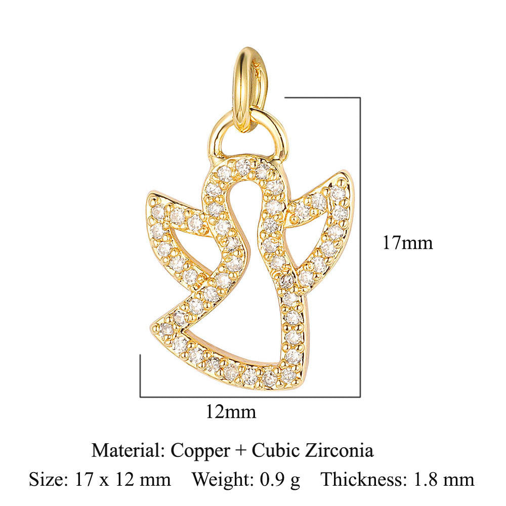 Colgante de cobre y circonita con ángel virgen 