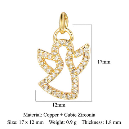 Colgante de cobre y circonita con ángel virgen 