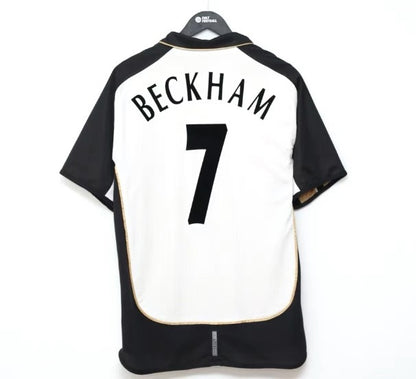 Camiseta reversible del centenario de Beckham en blanco y oro 7 01-02 
