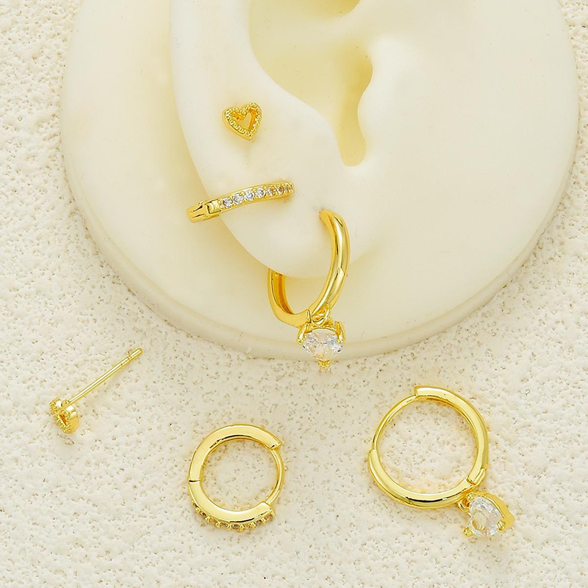 18K Gold Plated Zircon Peach Heart Earrings