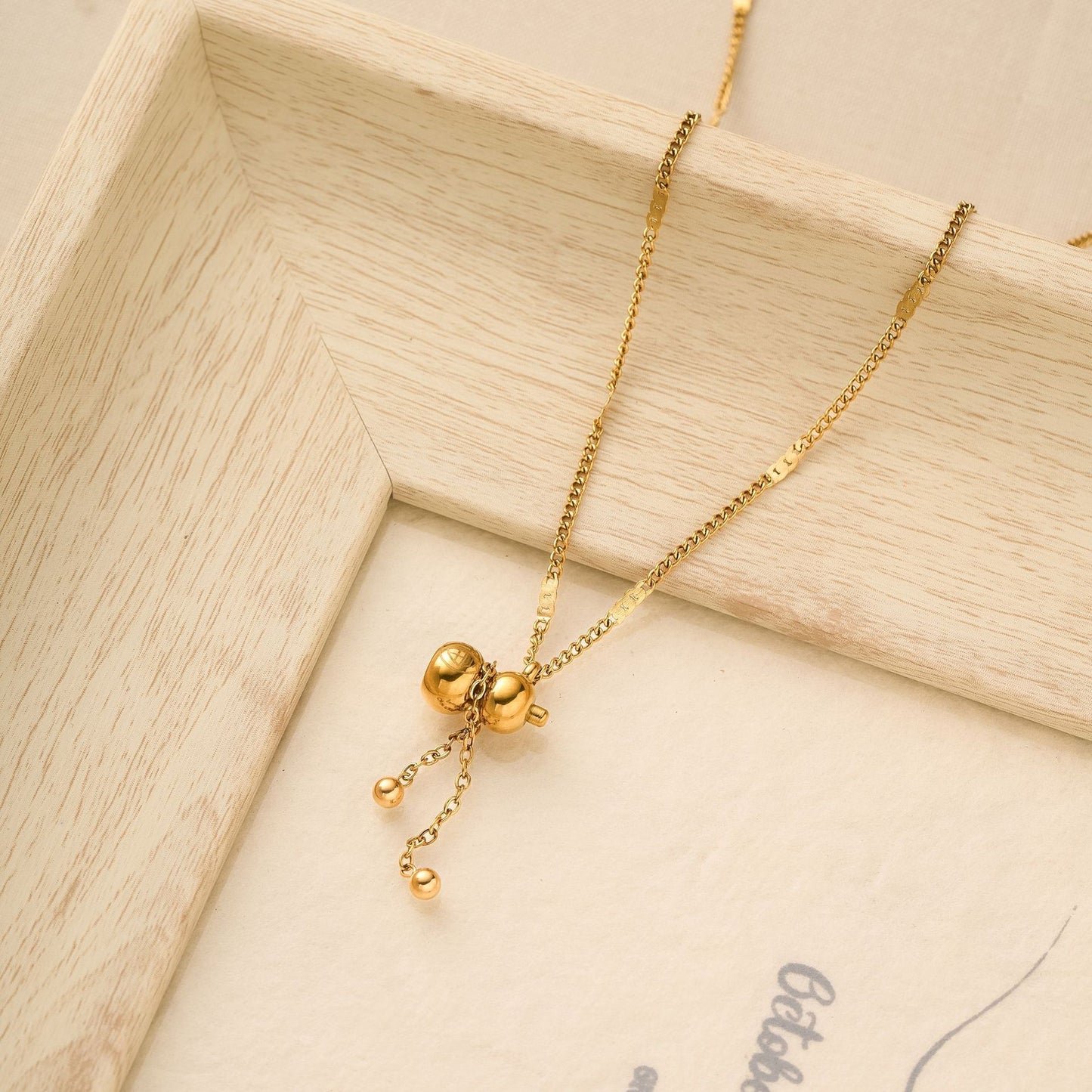 Titanium Steel Gourd Tassel Necklace