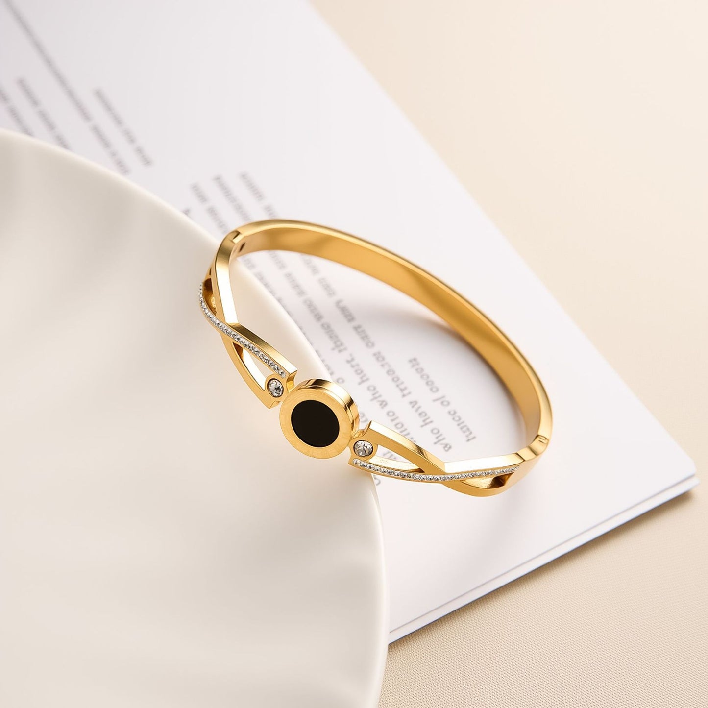 Non-Fading Titanium Steel Roman Numeral Bracelet with Pave Cross