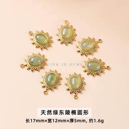 Dongling jade turquoise inlaid stainless steel fan pendant