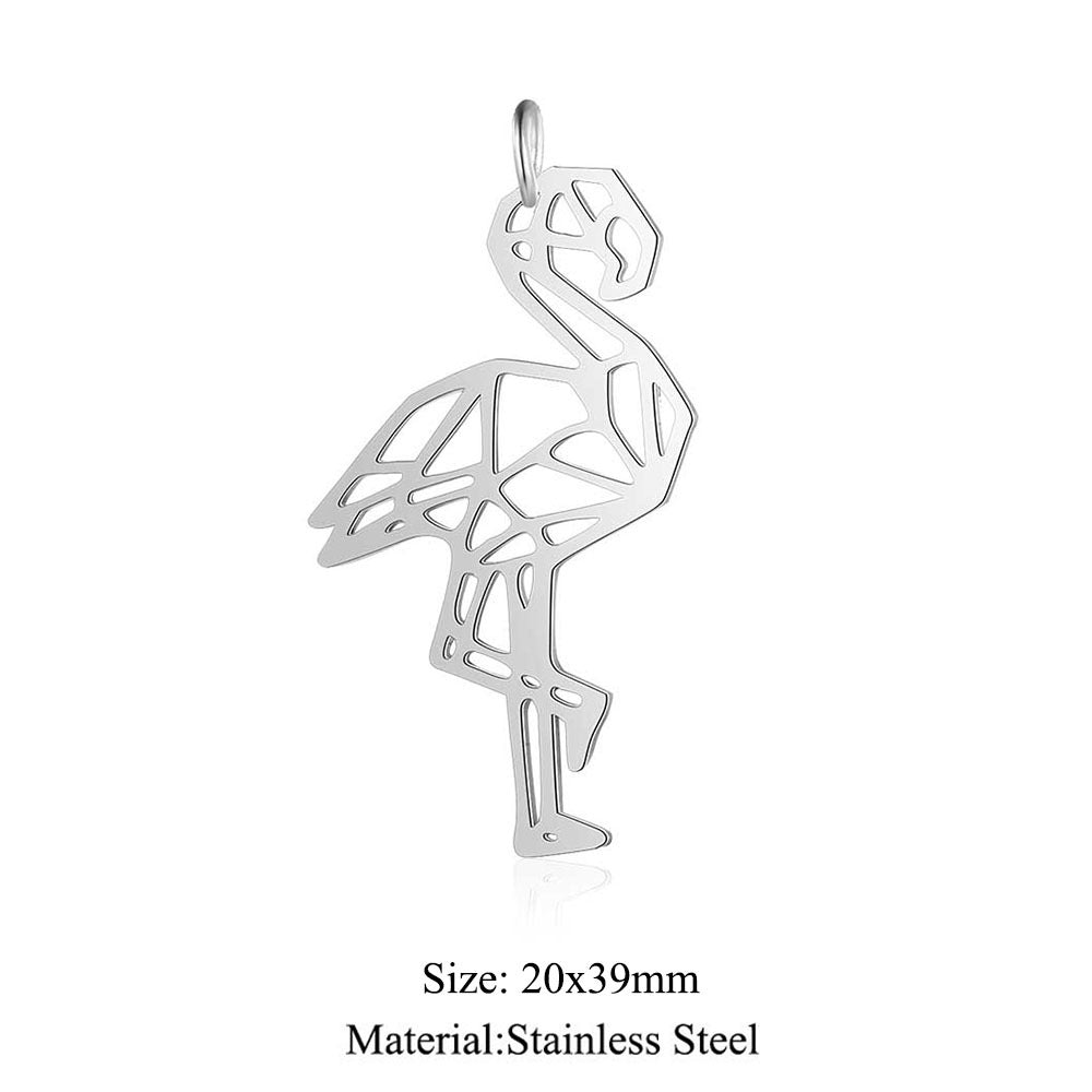 5 pcs/titanium steel large accessories paper-cut animal pendant