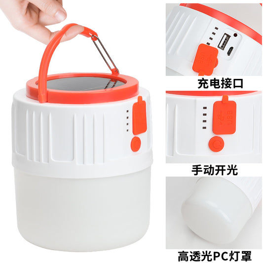 Linterna de camping recargable por USB y solar 
