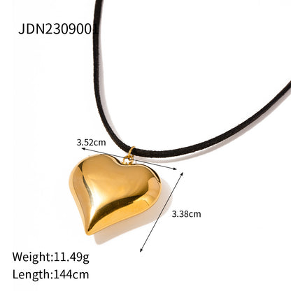 Stainless Steel Wax Rope Circle Necklace