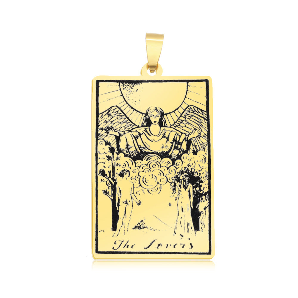 5 pcs/pack, gold tarot titanium steel pendant.