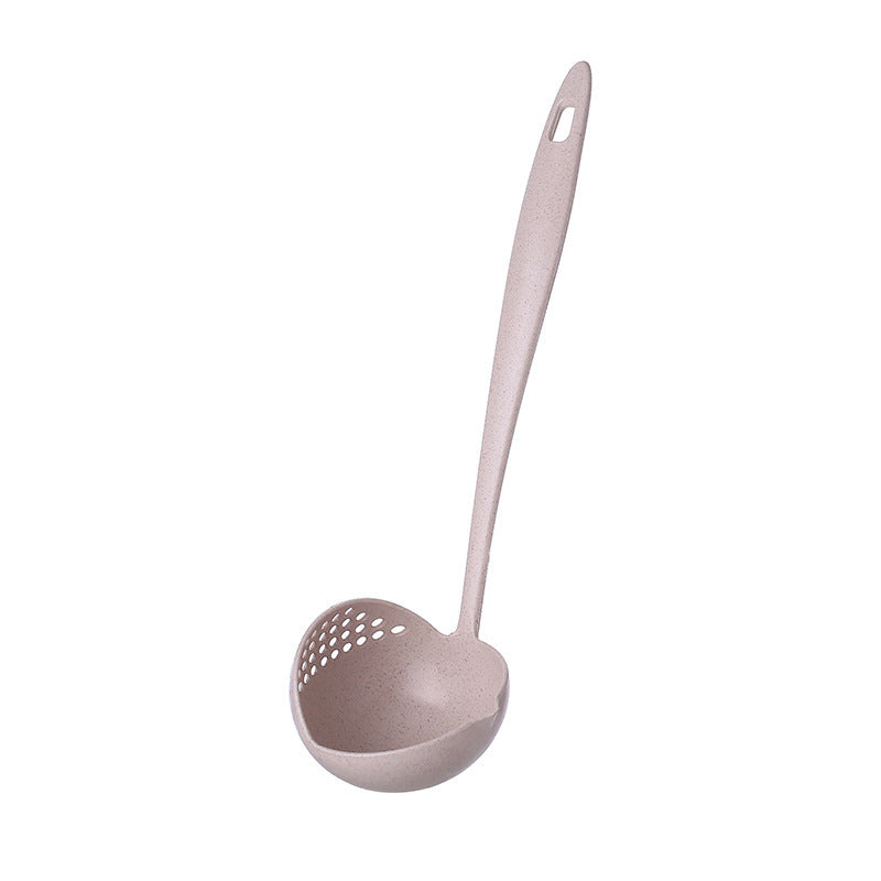 Cuchara de paja de trigo, cuchara de plástico con mango largo 
