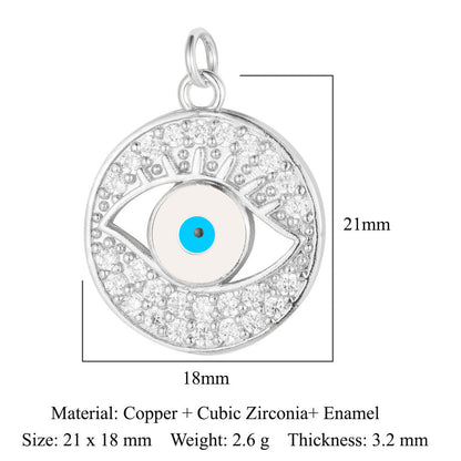 Colgante de cobre y circonita con forma de ojo del diablo y siete cuentas 