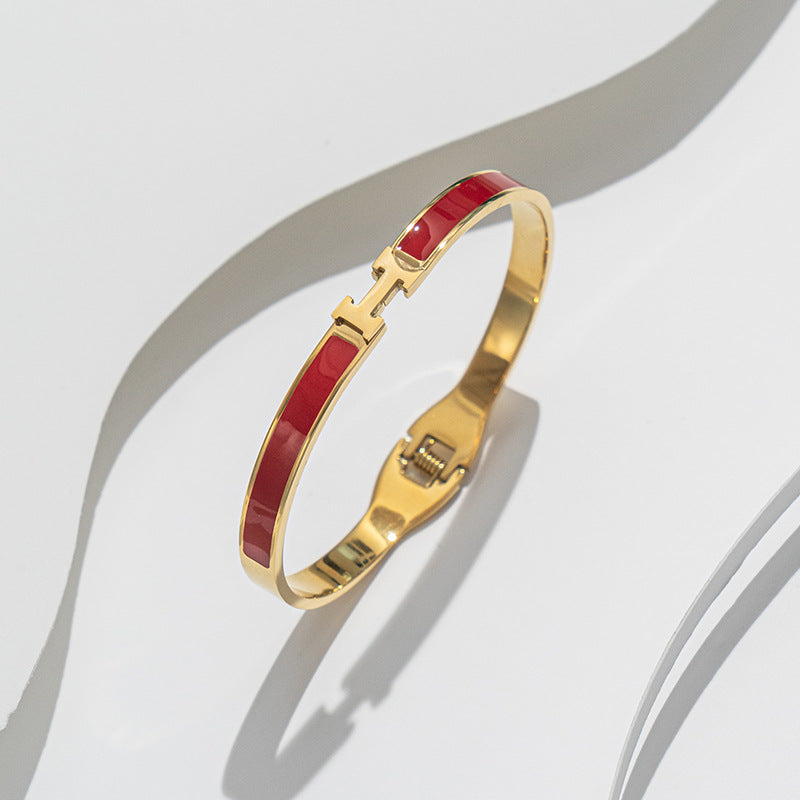 Pulseira de aço inoxidável com letra H, tendência da moda 
