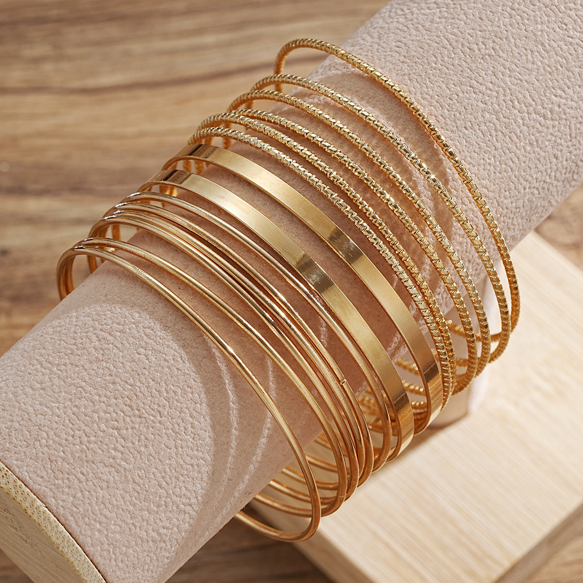 Retro Gold Irregular Wide Bracelet Set