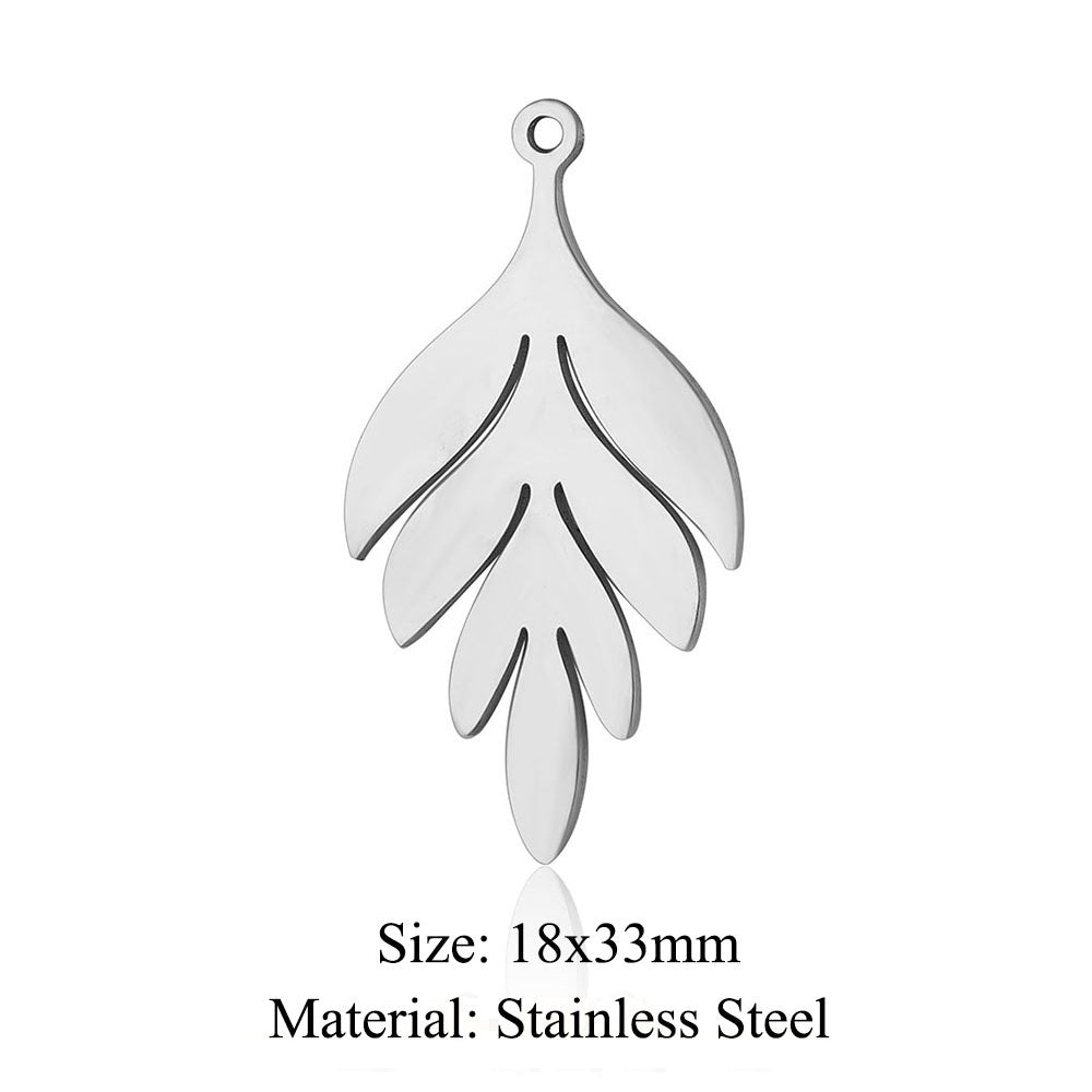 Colgante de acero de titanio con forma de flor y hoja, 5 unidades por bolsa 