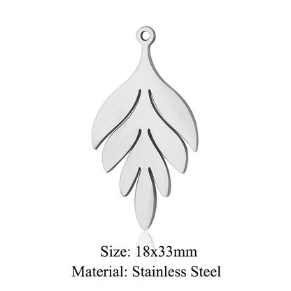Colgante de acero de titanio con forma de flor y hoja, 5 unidades por bolsa 