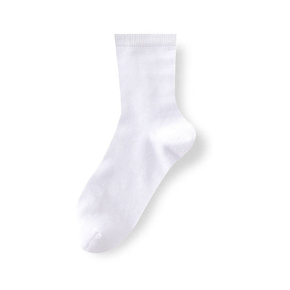 Casual Mid-Calf Socks Pure White Antibacterial Thermal