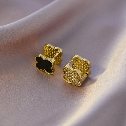 Four-leaf clover titanium steel ear buckle