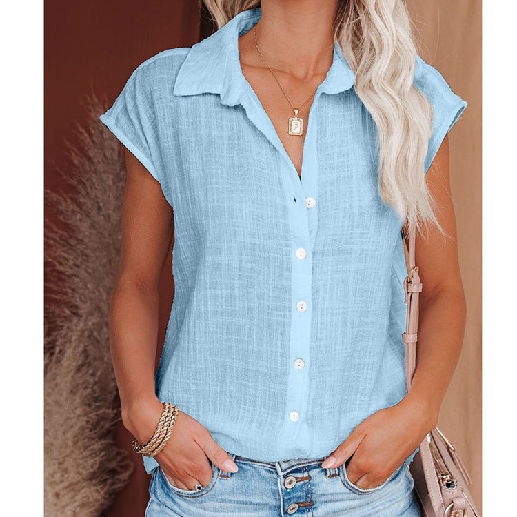 Single-breasted short-sleeved shirt for women
