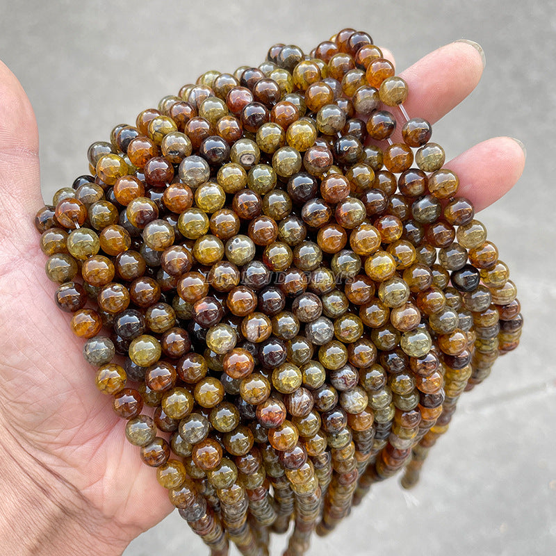 Brown dragon pattern agate loose beads