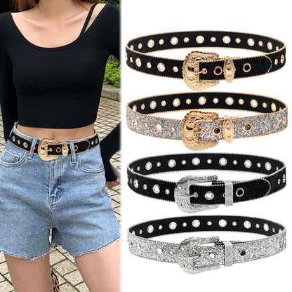 Rhinestone belt female ins wind thin belt